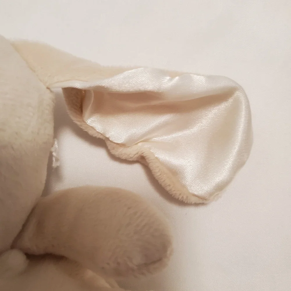 Elegant Baby Tan Puppy Dog Lovey Security Blanket Satin Back Minky Dot Eye Patch